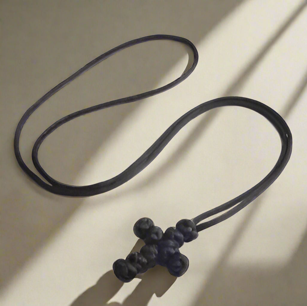 Cruce de gât împletită negru | Mătase