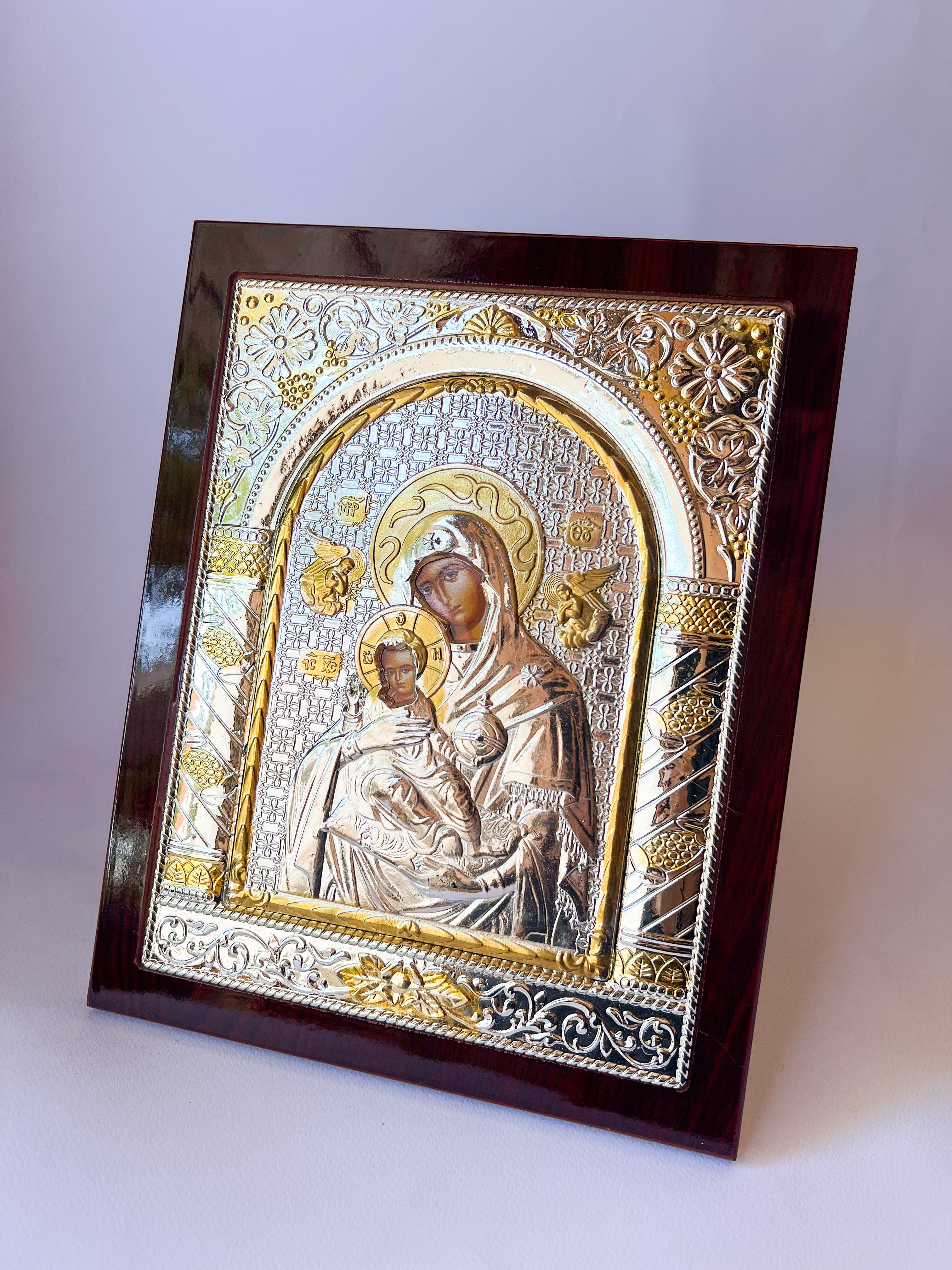 Icoană Argintată- Maica Domnului